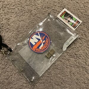NWT New York Islanders Hockey Little Earth Clear Cell Phone Wristlet Purse Y2K